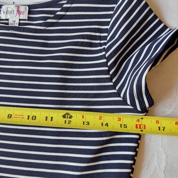 4 Ever Free Black/White Striped Flare Fit Stretchy Mini Dress, Girls 16/W XS - Picture 5 of 8